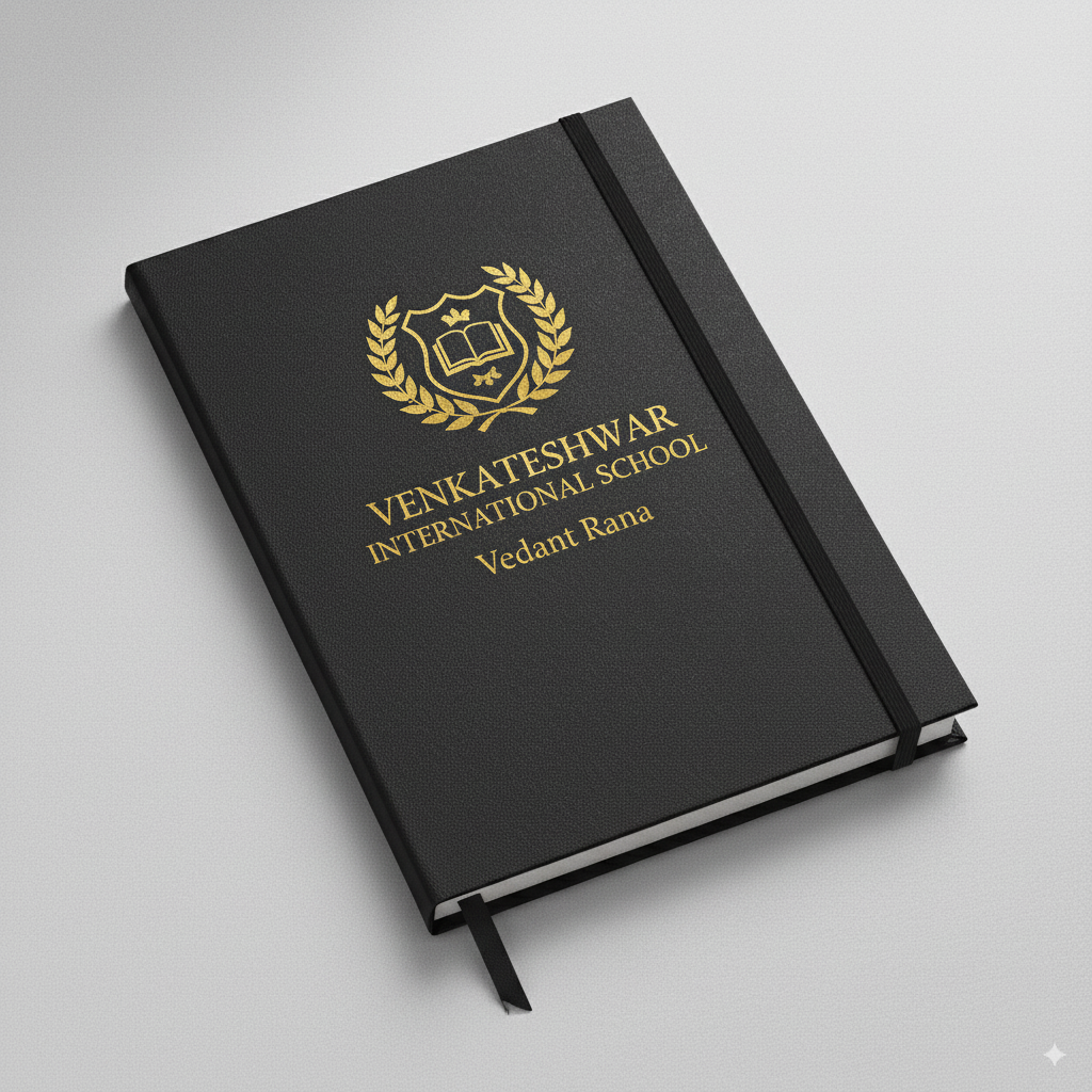 Purple to pink gradient notebook cover with the name Aditi.