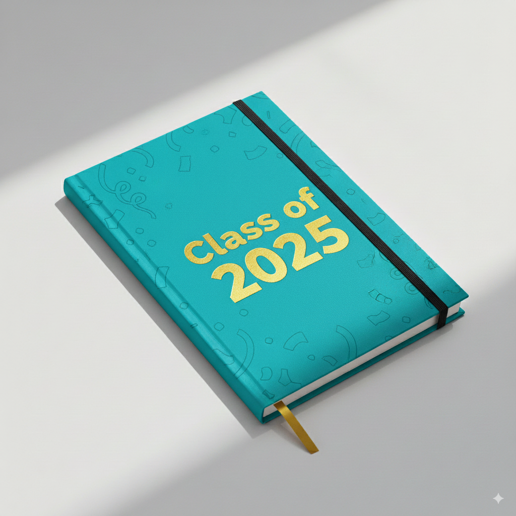 Green notebook with dotted pattern and the line Write Your Story.