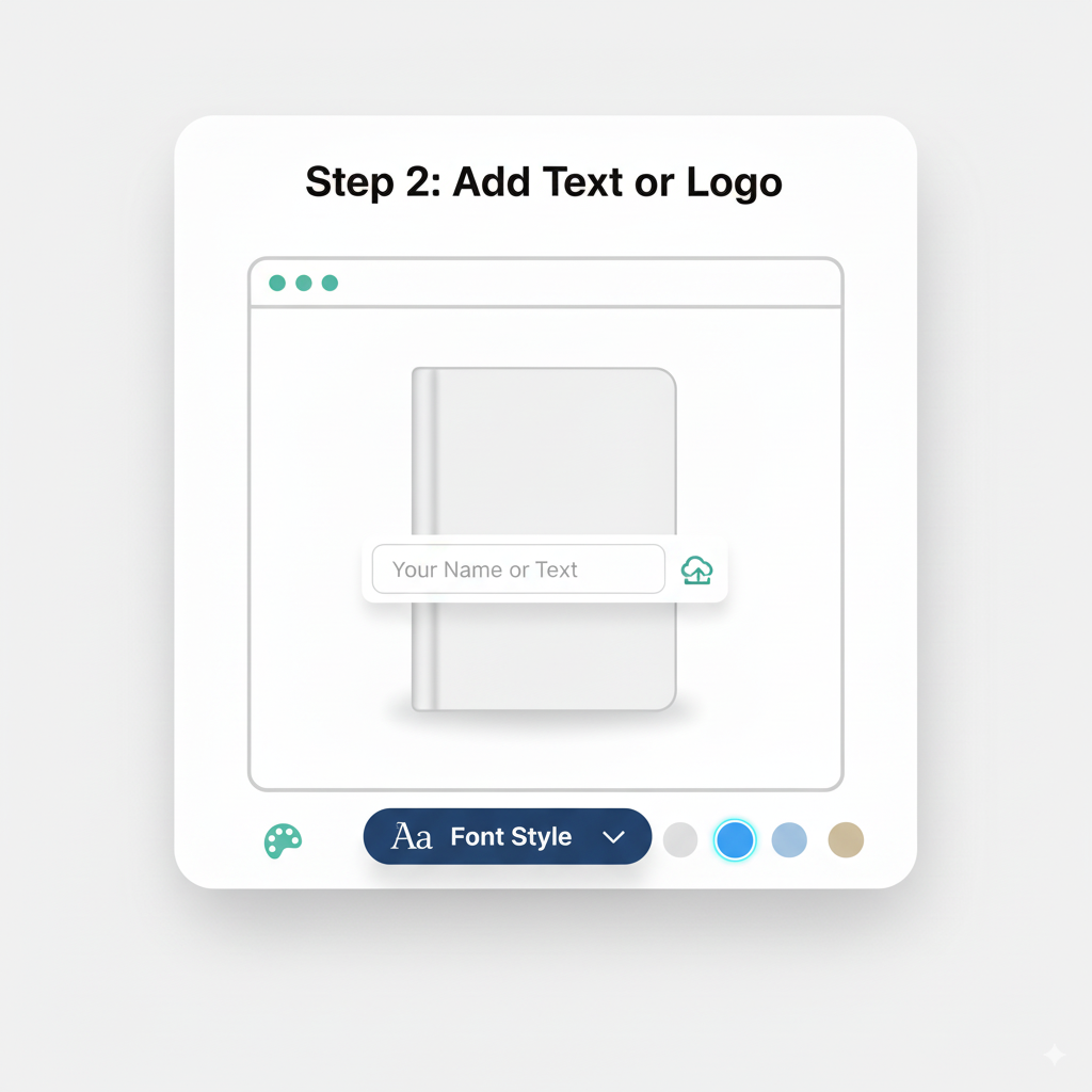 Personalization form with name input and upload logo options.